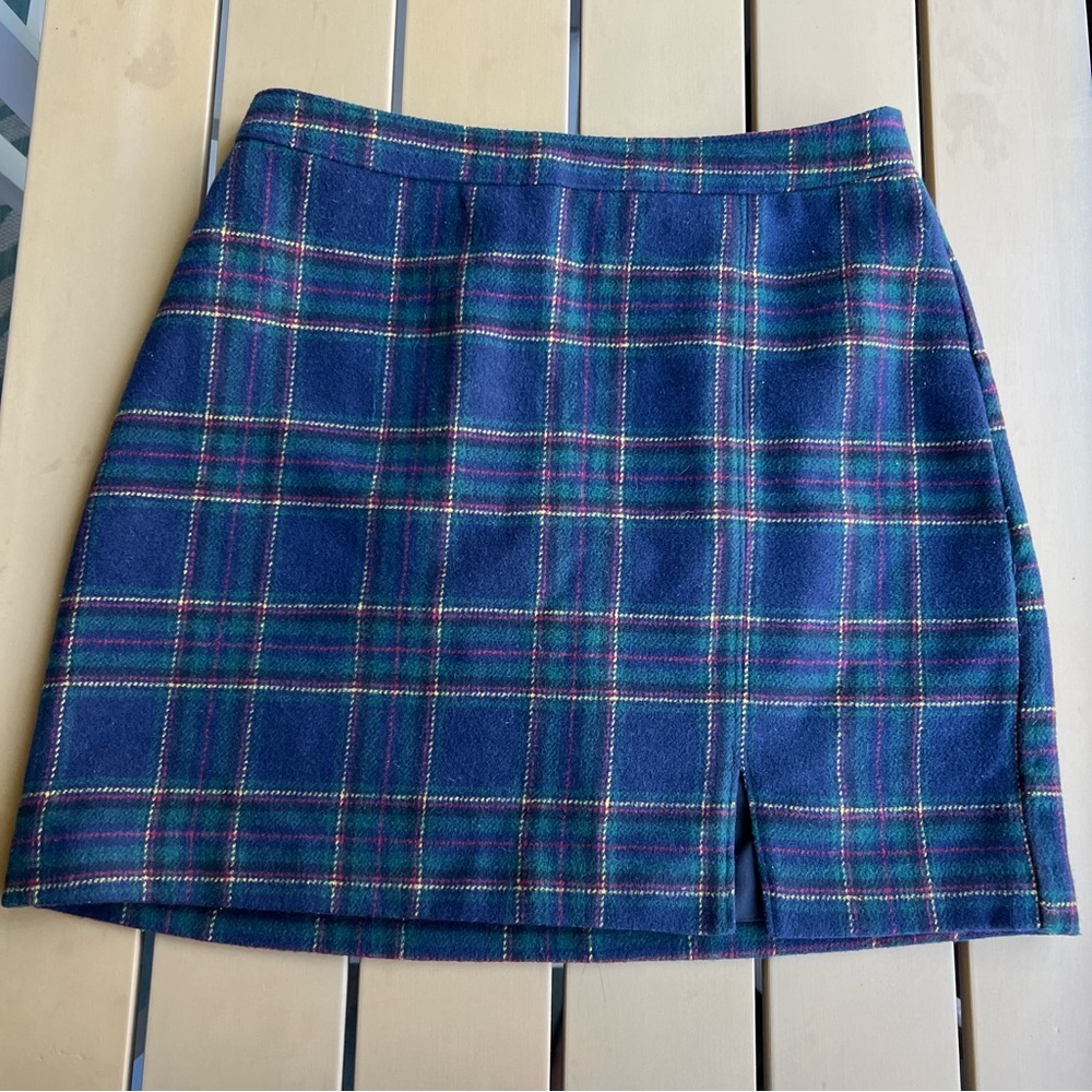Hollister Plaid Mini Skirt Blue Ultra High Rise Size Medium